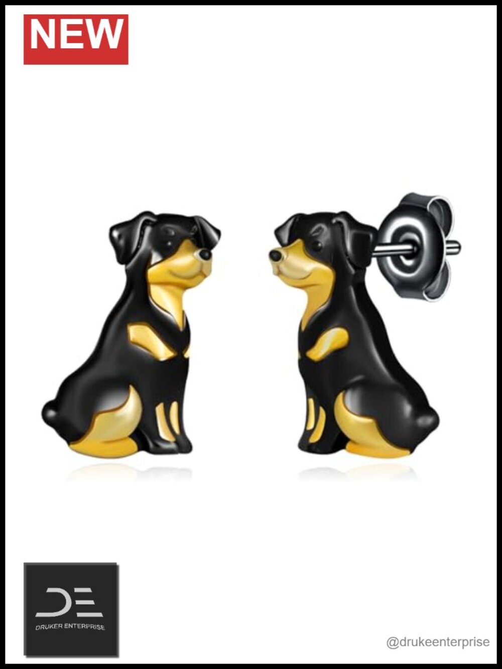 Sterling Silver Rottweiler Dog Stud Earrings - Hypoallergenic Jewelry Gift for